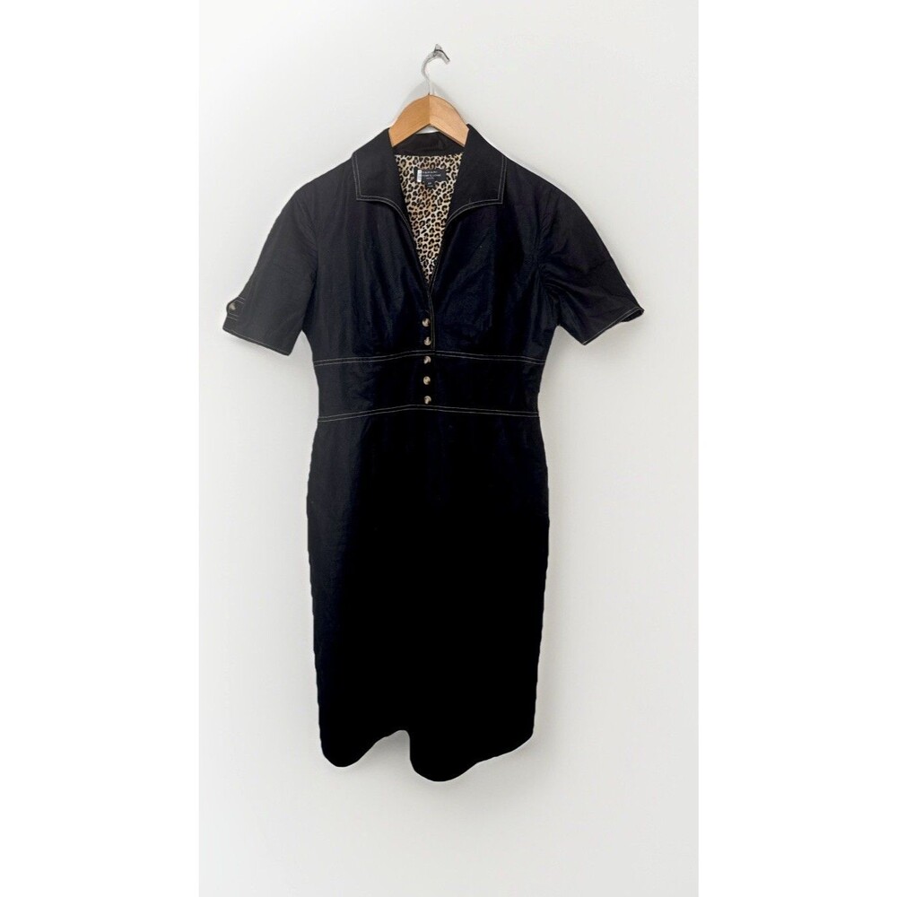 Tahari Arthur S Levine Black Contrast Stitch Dress, Women's Size 6P
